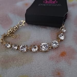 Paparazzi Gold Bracelet with Clear Stones